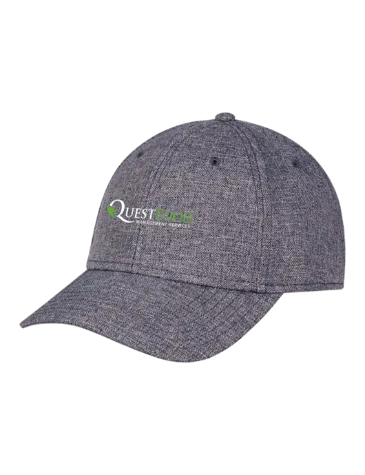Heather Charcoal Structured Linen Look Cap Hook & Loop w/Quest Food Logo