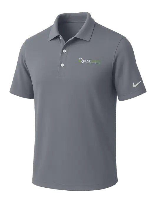 NIKE Medium Grey Dri-Fit Micro Pique Polo w/Quest Food Logo