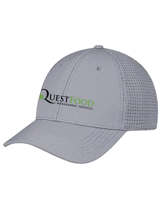 Grey Performance Stretchable Cap Hook & Loop w/Quest Food Logo