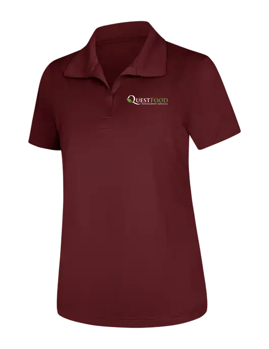 Womens Maroon Micropique Sport-Wick Polo w/Quest Food Logo