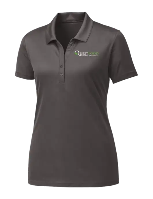 Womens Dark Grey PosiCharge Competitor Polo w/Quest Food Logo