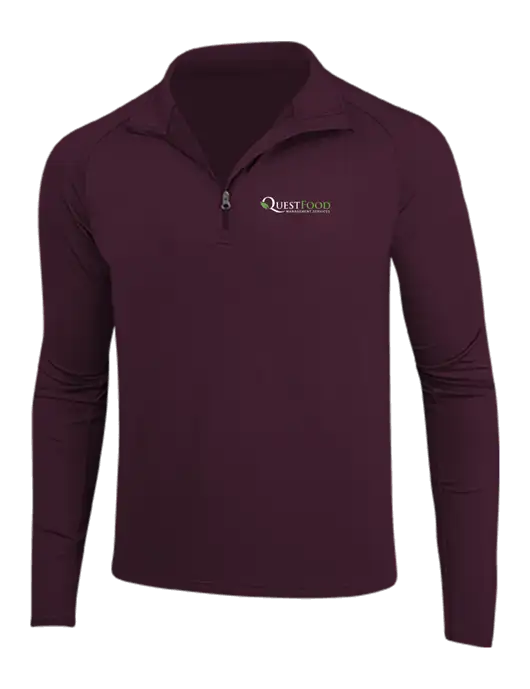 Maroon Sport Wick Stretch 1/4 Zip Pullover w/Quest Food Logo