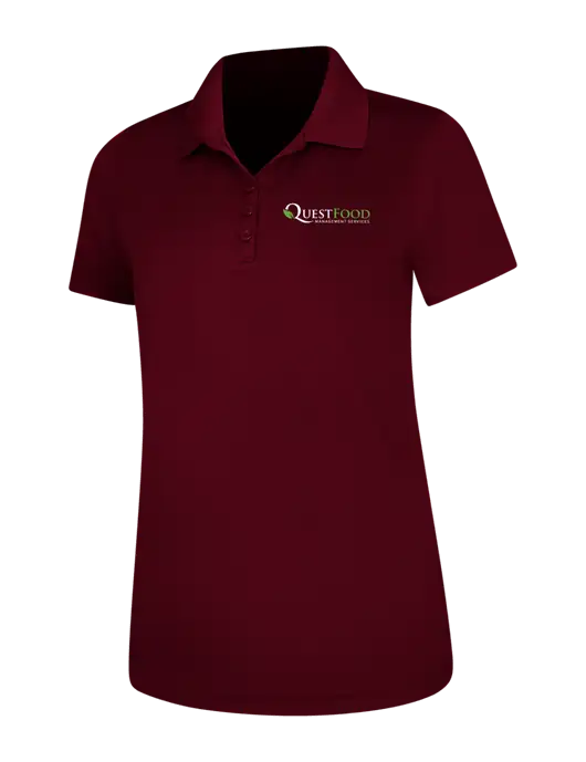 Maroon Womens Dry Zone UV Mesh Polo w/Quest Food Logo