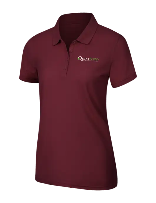 Maroon Womens Core Classic Pique Polo w/Quest Food Logo