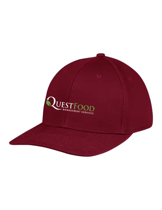 Premium Modern Structured Twill Maroon Snapback Cap w/Quest Food Logo