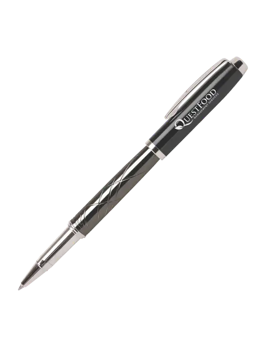 Modernist Black Rollerball Pen - Black Ink w/Quest Food Logo