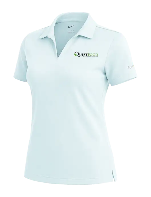 NIKE Very Light Blue Womens Dri-Fit Micro Pique Polo w/Quest Food Logo