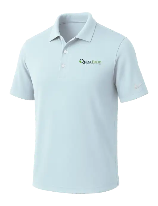 NIKE Very Light Blue Dri-Fit Micro Pique Polo w/Quest Food Logo