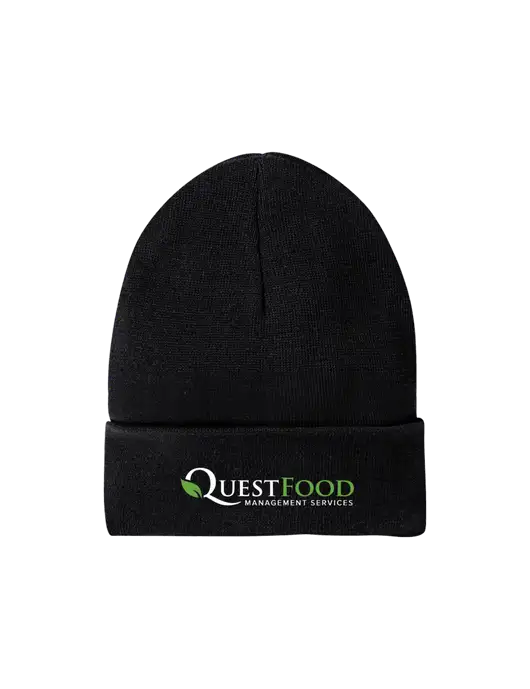 Recycled Black Beanie w/Quest Food Logo