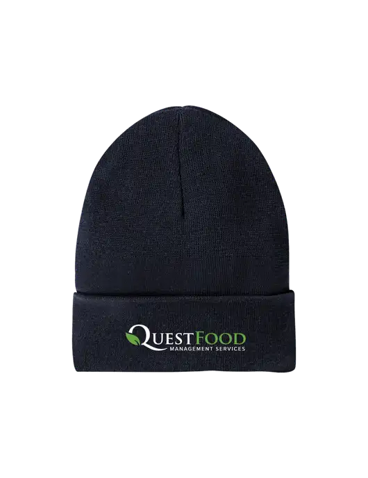 Recycled True Navy Beanie w/Quest Food Logo