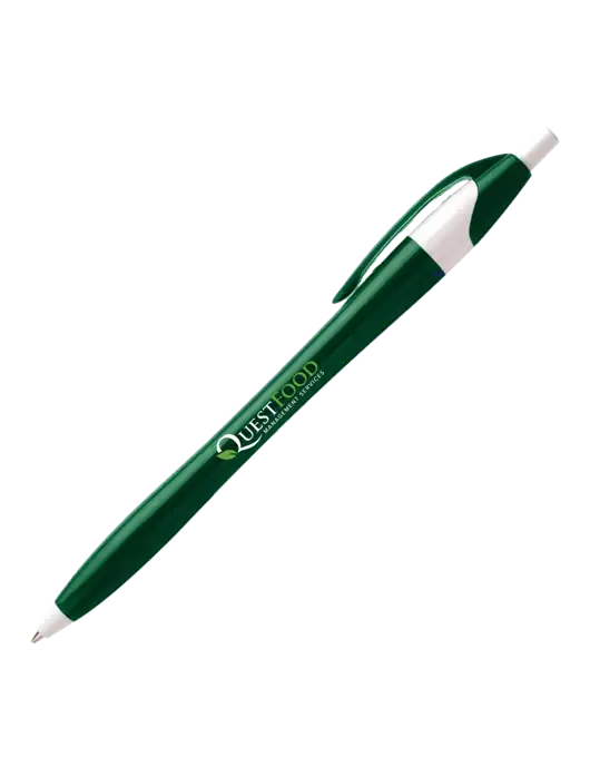 Novella Green/White Executive Pen - Blue Ink w/Quest Food Logo