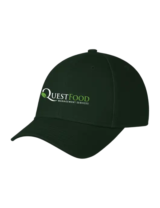 Dark Green Structured Cap Hook & Loop w/Quest Food Logo