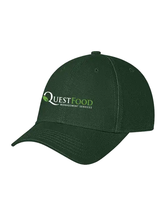 Dark Green Structured Soft Snap Closure Hook & Loop Cap w/Quest Food Logo