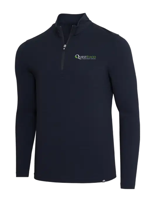 TravisMathew Black Crestview 1/4 Zip w/Quest Food Logo