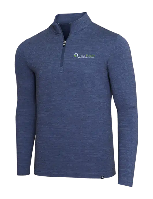 TravisMathew Navy Heather Crestview 1/4 Zip w/Quest Food Logo