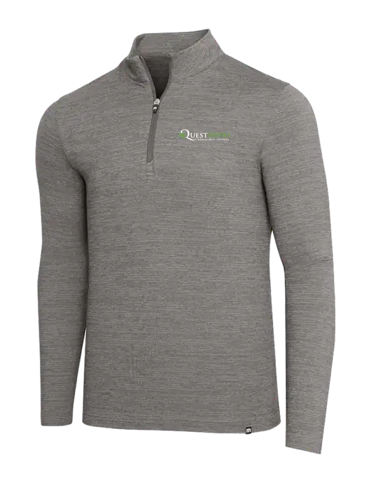 TravisMathew Medium Grey Heather Crestview 1/4 Zip w/Quest Food Logo