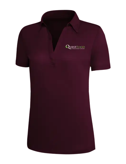 Maroon Silk Touch Womens Performance Polo w/Quest Food Logo