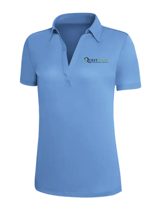 Carolina Blue Silk Touch Womens Performance Polo w/Quest Food Logo