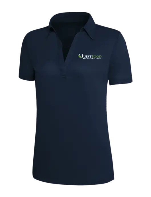 Navy Silk Touch Womens Performance Polo w/Quest Food Logo