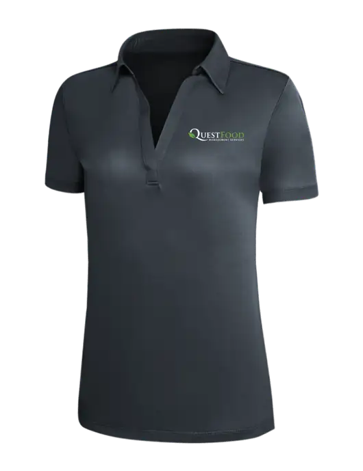 Dark Grey Silk Touch Womens Performance Polo w/Quest Food Logo