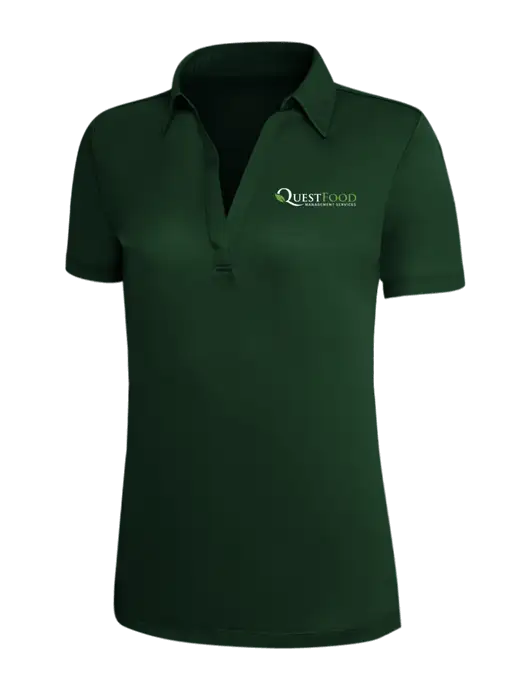 Dark Green Silk Touch Womens Performance Polo w/Quest Food Logo