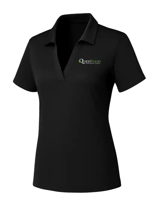 Womens Black PosiCharge RacerMesh Polo w/Quest Food Logo