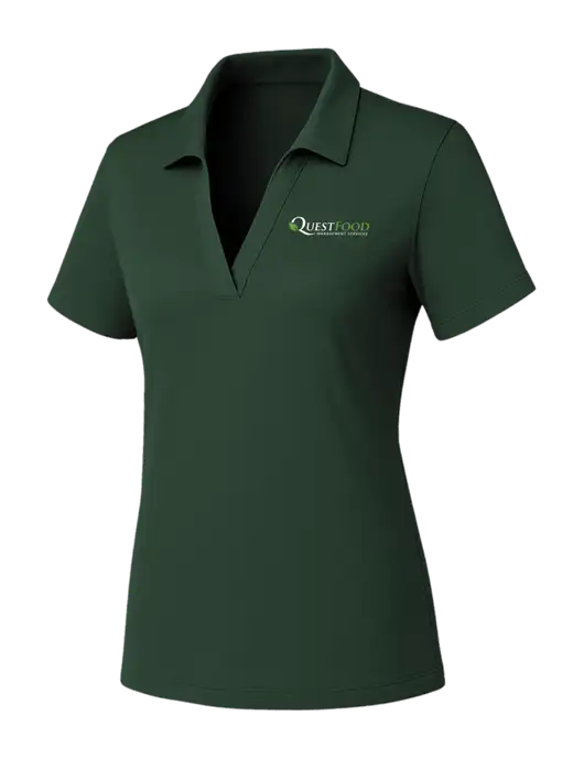 Womens Dark Green PosiCharge RacerMesh Polo w/Quest Food Logo
