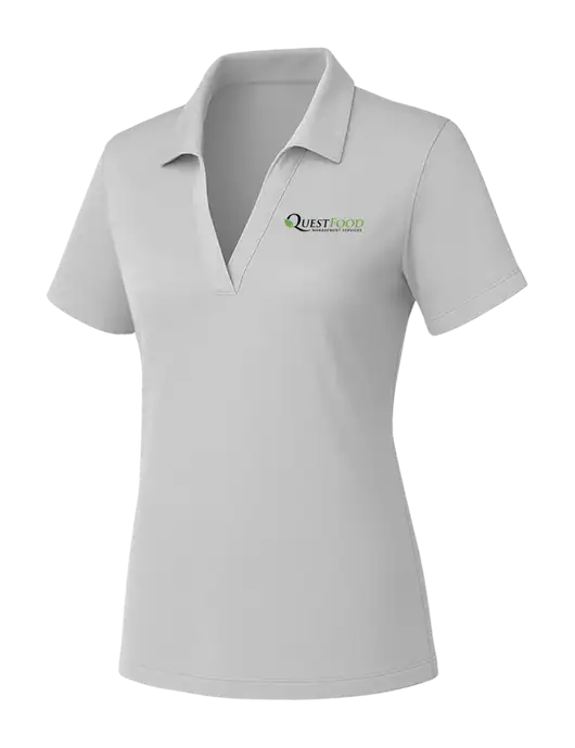 Womens Light Grey PosiCharge RacerMesh Polo w/Quest Food Logo