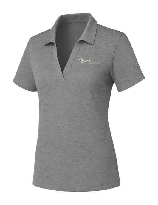Womens Medium Grey Heather PosiCharge RacerMesh Polo w/Quest Food Logo