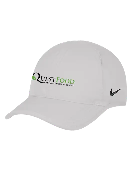 Nike White Featherlight Cap w/Quest Food Logo