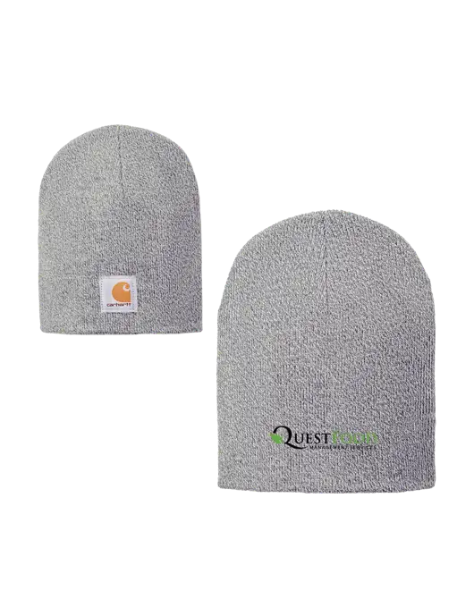 Carhartt Light Grey Heather Acrylic Knit Hat w/Quest Food Logo