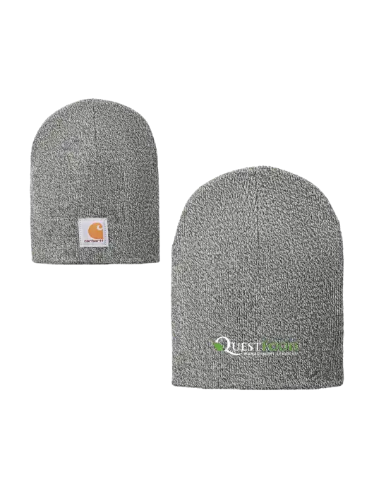 Carhartt Medium Grey Heather Acrylic Knit Hat w/Quest Food Logo