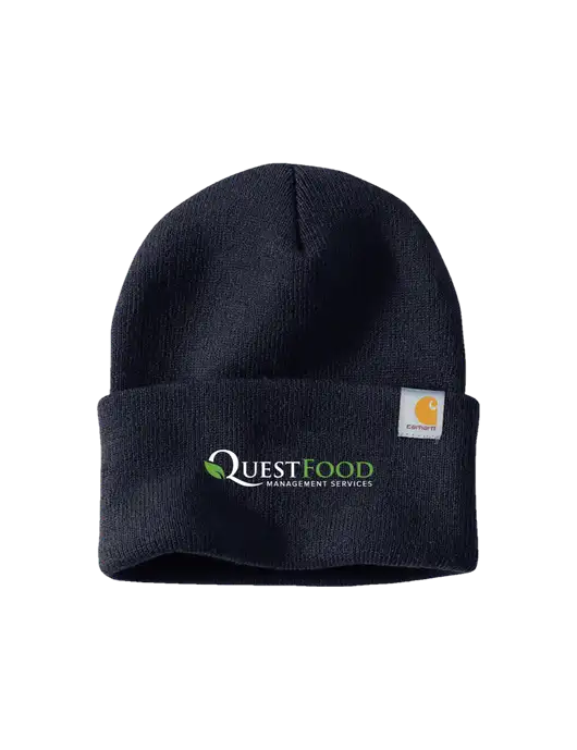 Carhartt Navy Watch Cap 2.0 w/Quest Food Logo