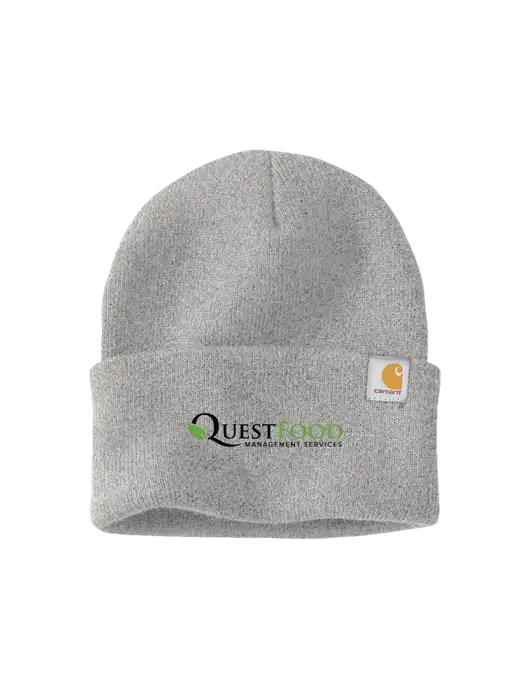 Carhartt Light Grey Heather Watch Cap 2.0 w/Quest Food Logo