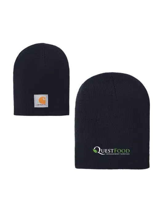 Carhartt Dark Navy Acrylic Knit Hat w/Quest Food Logo
