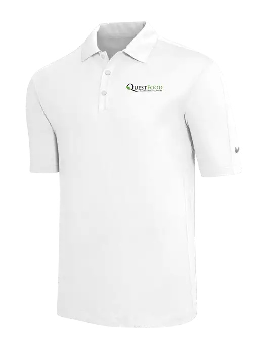 Nike White Tech Sport Dri-FIT Polo w/Quest Food Logo