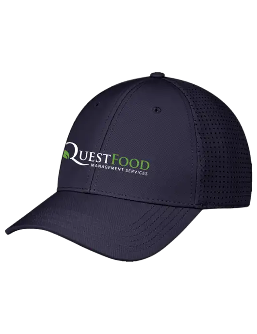 Navy Performance Stretchable Cap Hook & Loop w/Quest Food Logo