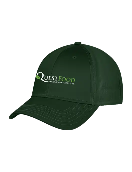 Dark Green Mesh Trucker Cap Snap Back w/Quest Food Logo