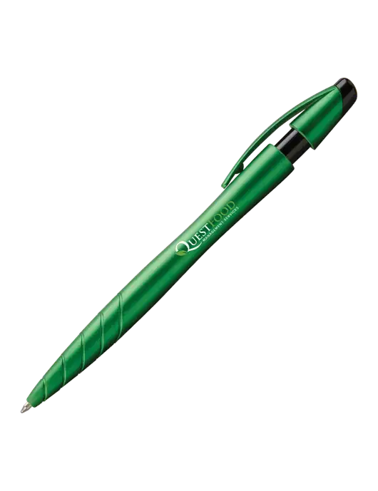 Awali Green Metallic Pen - Black Ink w/Quest Food Logo