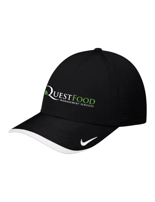 Nike Black/White Dri-FIT Perforated Performance Cap w/Quest Food Logo