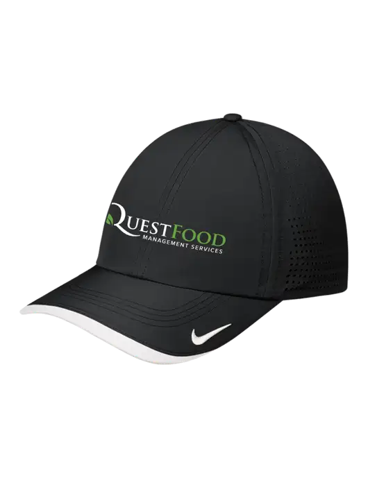 Nike Black/White Dri-FIT Perforated Performance Cap w/Quest Food Logo
