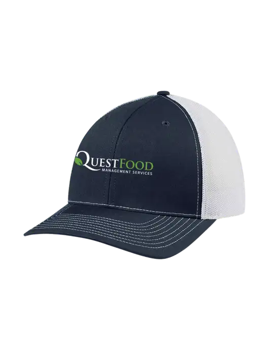 Richardson Adjustable Snapback Original 112 Trucker Cap Navy w/White Mesh w/Quest Food Logo