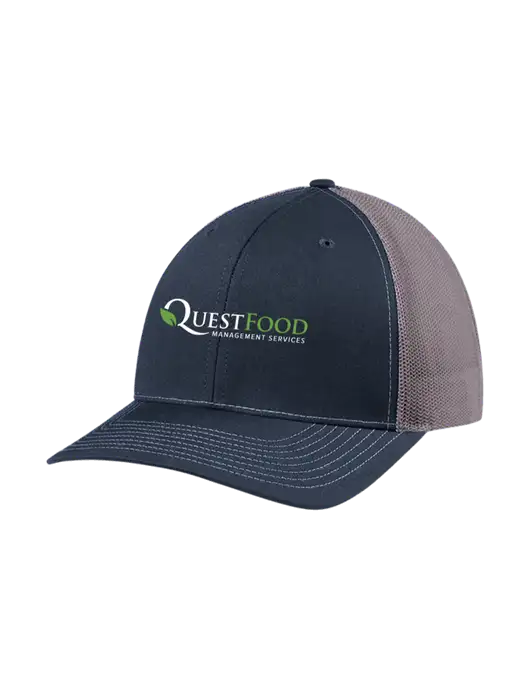 Richardson Adjustable Snapback Original 112 Trucker Cap Navy w/Charcoal Mesh w/Quest Food Logo