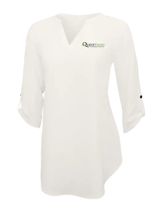 Ivory Womens 3/4 Sleeve Tunic Blouse w/Quest Food Logo
