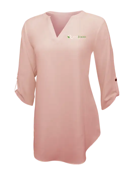 Light Coral Womens 3/4 Sleeve Tunic Blouse w/Quest Food Logo
