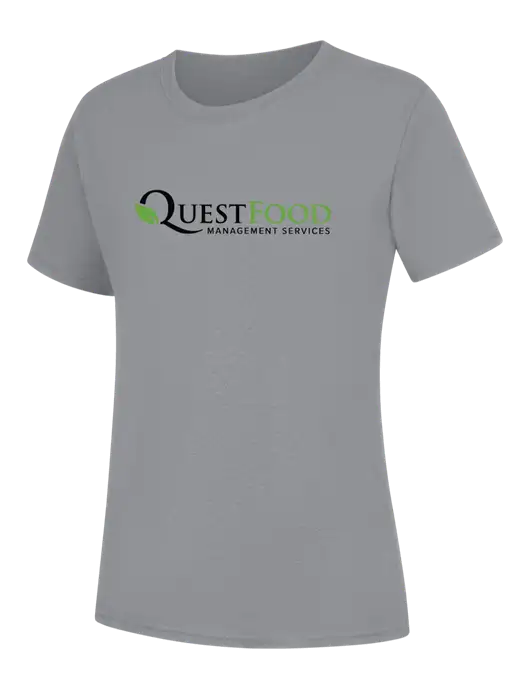 Womens Light Grey Heather Core Blend Tee w/Quest Food Logo