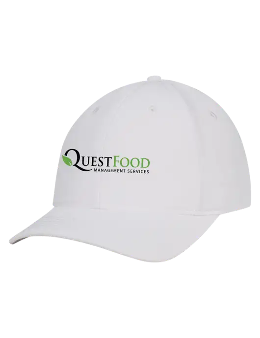 White Nylon Twill Performance Cap w/Quest Food Logo
