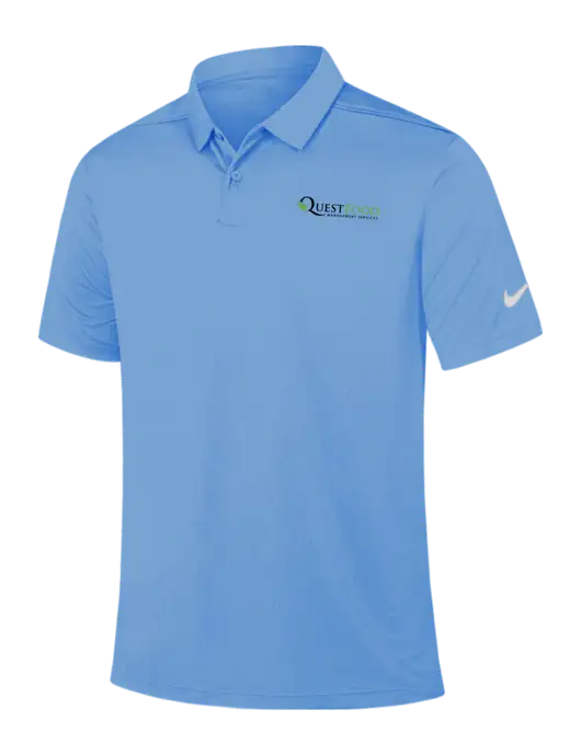 Nike Light Blue Dry Essential Solid Polo w/Quest Food Logo