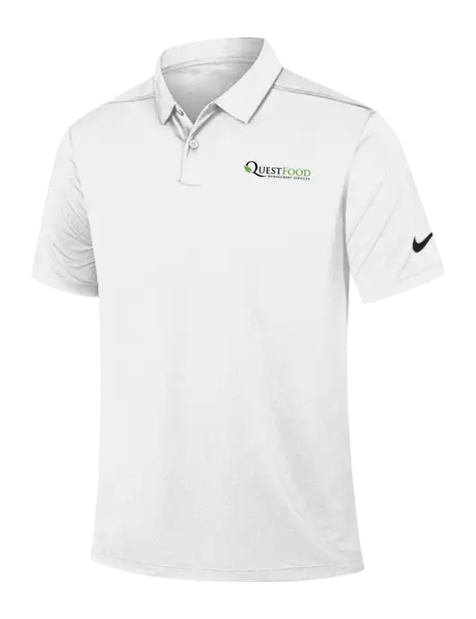 Nike White Dry Essential Solid Polo w/Quest Food Logo