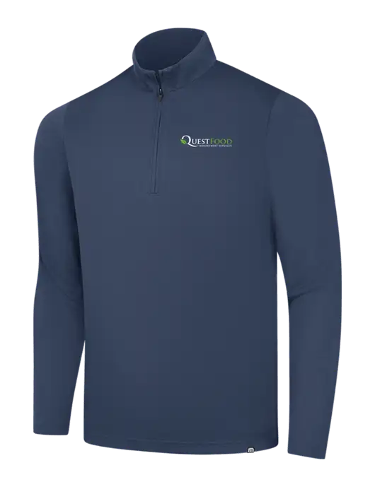 TravisMathew Navy Coveside ¼-Zip w/Quest Food Logo